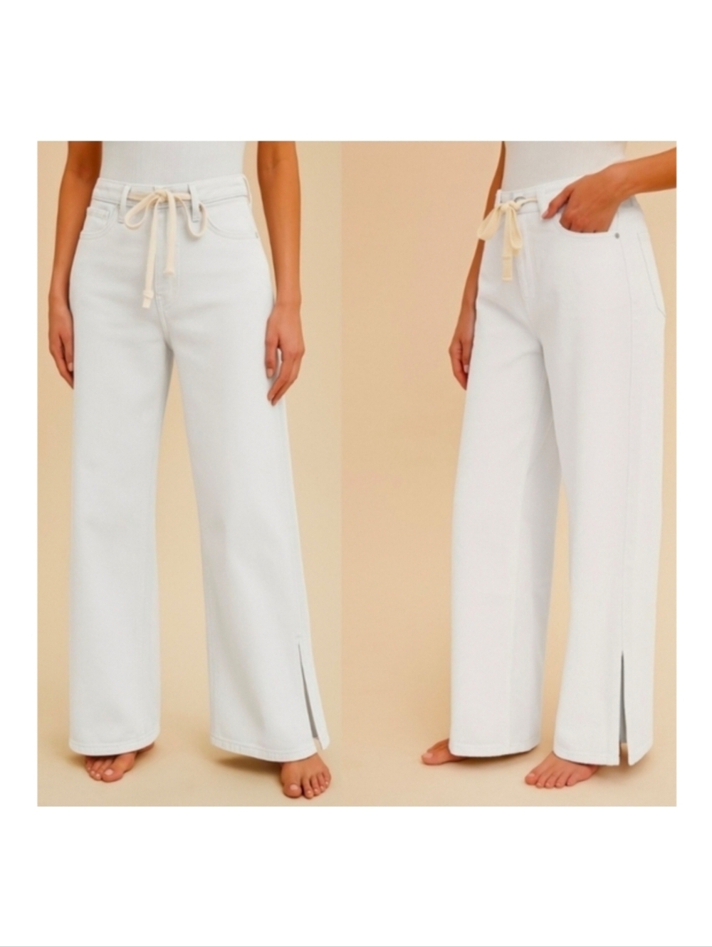 Anniewear White Wide-Leg Pants